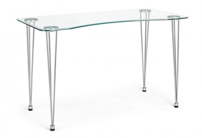 Scrivania Rondò 120x60 in Vetro Bianca