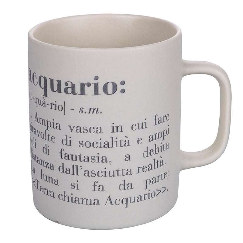 Tazza Zodiaco "acquario" Ø8x10 cm in Bone China VdE Tivoli 1996 Bianco