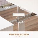 Tavolo da Pranzo Pieghevole  6 Persone 180x85x75 cm in Truciolato e Acciaio Bianco