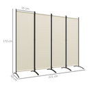 Paravento da Esterno e Interno a 4 Pannelli Pieghevole 221x50x172cm Crema