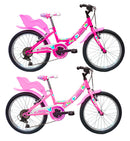 Bicicletta MTB Ragazza 20” 6 Velocità Shelly Fragola o Rosa