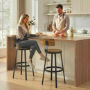 Set 2 Sgabelli da Bar Stile Rustico 37x47x96 cm con Poggiapiedi in Legno e Metallo Marrone      