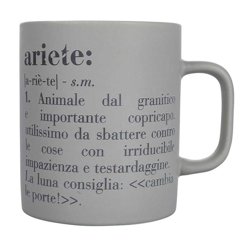 Tazza Zodiaco "ariete" Ø8x10 cm in Bone China VdE Tivoli 1996 Grigio