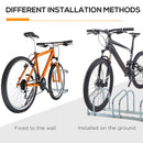 Rastrelliera Porta Biciclette 5 Posti 145×33×27 cm in Acciaio Argento
