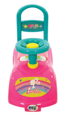 Macchina Cavalcabile per Bambini Volante Direzionabile Vano Contenitore e Telefono Barbie Rosa e Verde Acqua