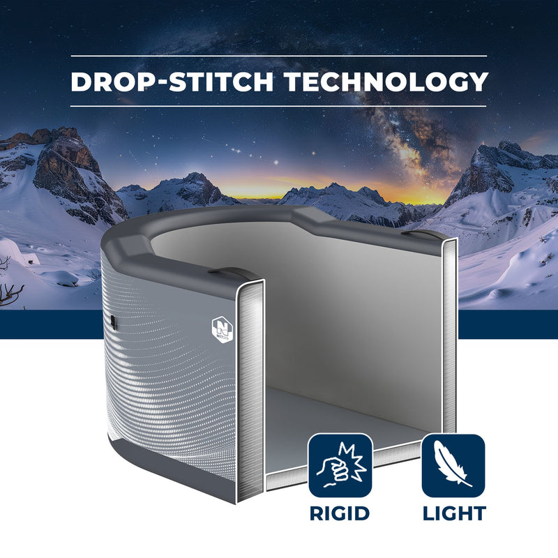 Piscina in Drop Stitch per Bagni di Ghiaccio 170x92x67A cm NetSpa Jarvi Grigio