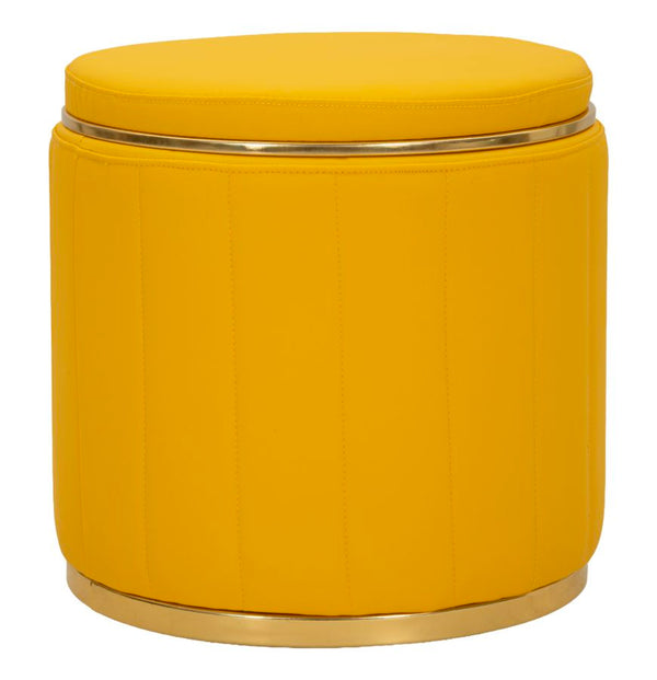 Puff con Contenitore London Senape Ø46,5x44 cm in Pino e MDF e Spugna e Metallo e PU prezzo