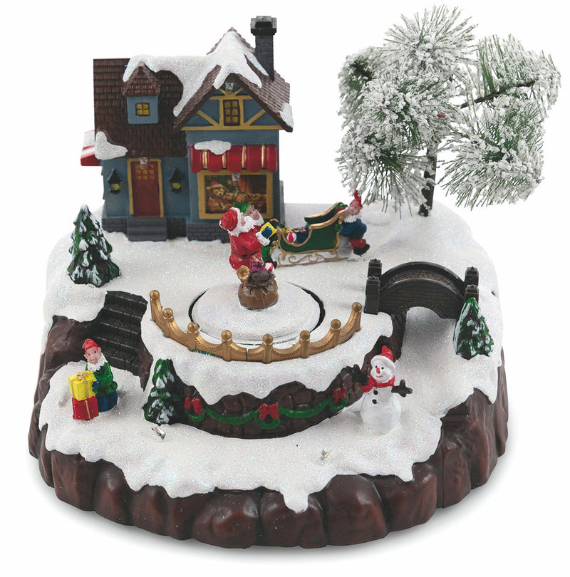 Villaggio Natalizio in Plastica con Luci e Suoni 21x18,5x16 cm Soriani