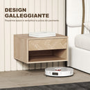 Set di 2 Comodini Sospesi Moderni 37x32x21 cm con Cassetto e Vano Aperto in Melamina Legno Naturale      