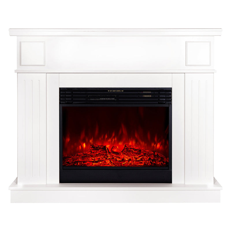 Camino Elettrico da Pavimento 106x130x30 cm Effetto Fiamma 1950W Marina Prestige & Mirabella Bianco Bianco