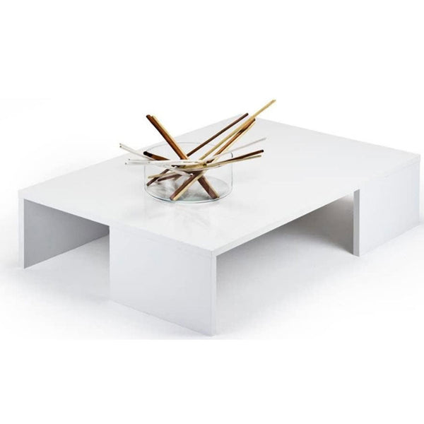 online Tavolino Caffe Divano Salotto Rettangolare Basso in Legno Design Moderno Bianco
