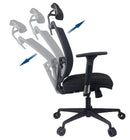 Sedia Poltrona Direzionale da Ufficio 67x67x102-125 cm in ABS e Tessuto Nero