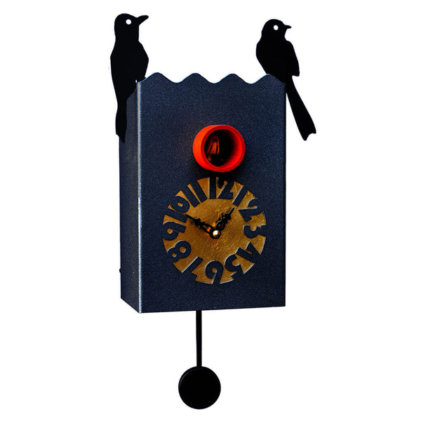 acquista Wandkuckucksuhr 14X28X13Cm Pirondini Italia Duetto Black Graphite