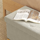 Panca Contenitore Pieghevole 67L 76x38x38cm Rivestimento Effetto Velluto Bianco Crema