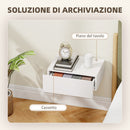 Set di 2 Comodini Sospesi Moderni 40x30x15 cm con Cassetto in Legno Bianco      