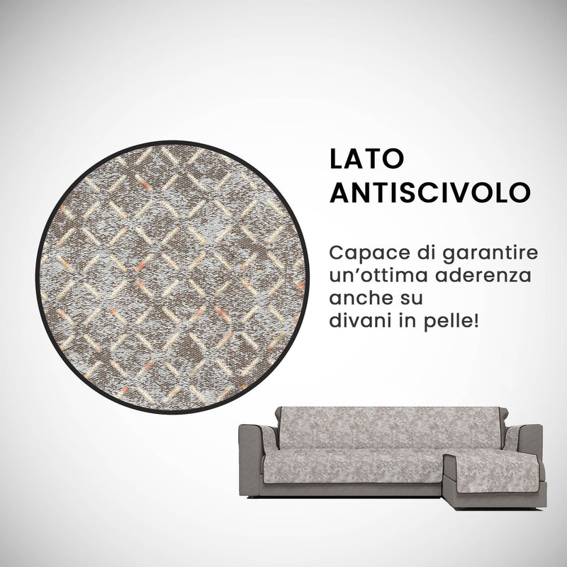 Copridivano con Penisola Destra in Poliestere e Cotone Marrone Varie Misure