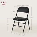 Set 2 Sedie Pieghevoli Imbottite 45x46x78 cm in Finta Pelle PU e Metallo Nero      