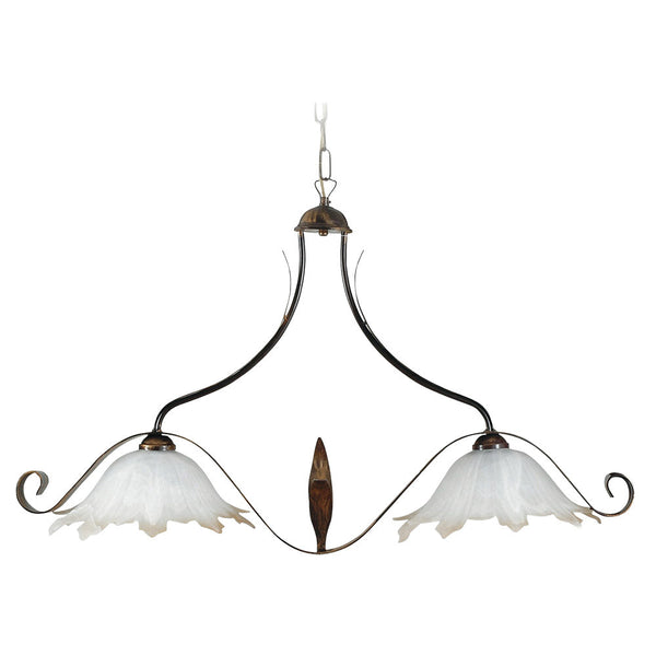 Aufhängung 2xE27 Brauner Rahmen Glas Alabaster Weiß Shaded Amber E-Energy Aurora sconto