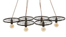 Lampadario Indust Circle 6 Luci 110x60x6 cm in Ferro