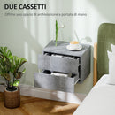 Set di 2 Comodini Sospesi Design Moderno 40x29x30 cm con 2 Cassetti Grigio Cemento 
