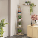 Libreria Angolare a 5 Ripiani 37,5x37,5x160 cm Struttura Pieghevole Colore Legno   