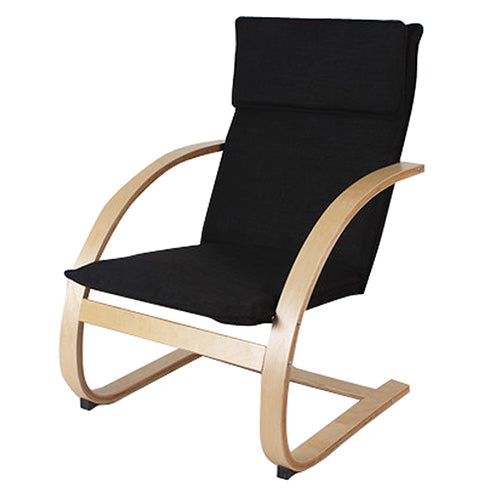 sconto Relaxsessel mit Holzstruktur und abnehmbarem Bezug aus schwarzem Stoff 