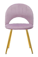 Set 2 Sedie Imbottite 52x48x78 cm in Tessuto Velluto Flex Rosa e Oro