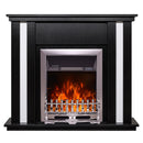 Camino Elettrico da Pavimento 95x110x27 cm Effetto Fiamma 2000W Gustavo & Galileo silver Nero/bianco