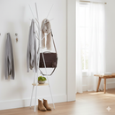 Appendiabiti da Terra Attaccapanni per Ingresso in Acciaio Bianco