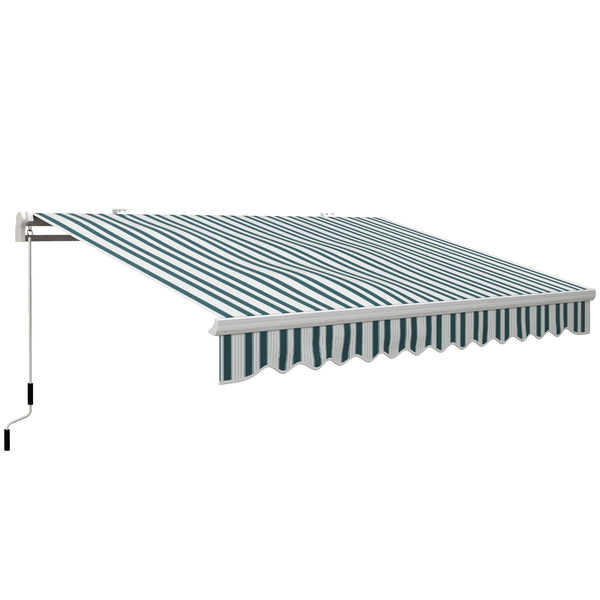 sconto Tenda da Sole a Bracci 395x245 cm Avvolgibile a Manovella Verde e Bianco
