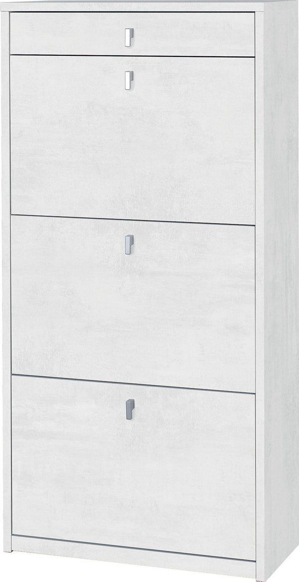 Schuhschrank 3 Türen 1 Schublade 63 x 127 x 29 cm Oxidweiß acquista