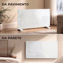 Stufa Elettrica 2000 W Termoconvettore 87x21,5x44,5 cm da Parete e Terra Compatibile con Alexa e Google Home Bianco      
