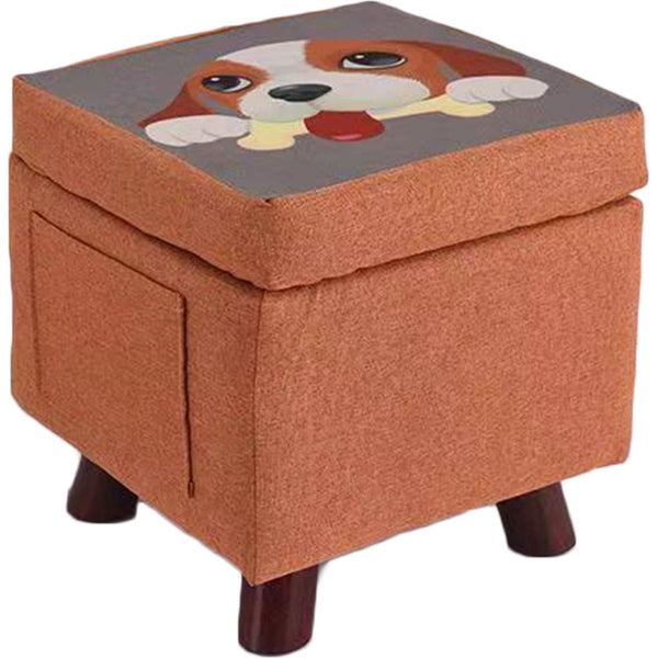 sconto Pouf Contenitore Sgabello Multiuso in Tessuto Arancione