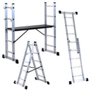 Mini Ponteggio Trabattello Scala 130x70x140 cm in Alluminio Portata max 150 Kg 