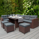 Set Salotto da Giardino 240x186x70 cm ad Angolo con Tavolo e Box Contenitore in Rattan Marrone