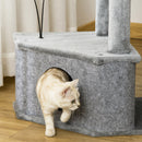 Albero Tiragraffi per Gatti 60x40x133 cm in Sisal e Peluche Grigio