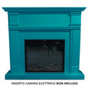 Cornice da Pavimento per Inserto Camino Elettrico 114x28,2x102,2 cm in MDF Sined Caldera Turchese