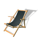 Sedia Sdraio Pieghevole Regolabile in Legno Marea Tessuto Acrilico Nero