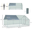 Pollaio Gabbia per Galline 300x400x195 cm in Metallo con Copertura in Tessuto Oxford Argento
