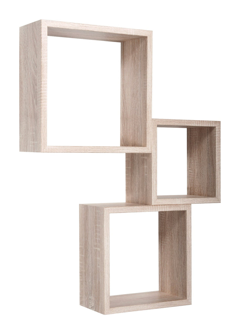 Set 3 Mensole da Parete Cubo in Fibra di Legno Incubo Rovere Sagerau