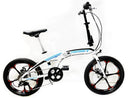 Bicicletta Pieghevole 20" in Alluminio Ruote in Lega Bianco e Azzurro