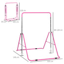 Barra Trazioni per Bambini 148x105x88-128 cm 4 Altezze Regolabili in Acciaio Rosa