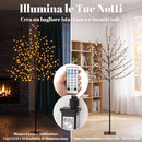 Albero di Natale di Ciliegio 60x60x180 cm con Luci LED 20 Rami e Timer Giornaliero in Acciaio e PP Nero      