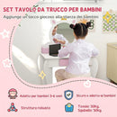 Set Toeletta Trucco Bambina 55x34x87 cm con Sgabello Specchio in Acrilico 2 Scatole Portaoggetti Design Unicorno in MDF Rosa      