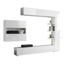 Parete Attrezzata Mobili Soggiorno Mobile TV Libreria 2 Pensili TFT Akira 1 Bianco Lucido