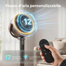 Ventilatore a Piantana 35,5x32,5x116,5 cm a 12 Velocità con Telecomando Timer 12h e Altezza Regolabile Grigio      