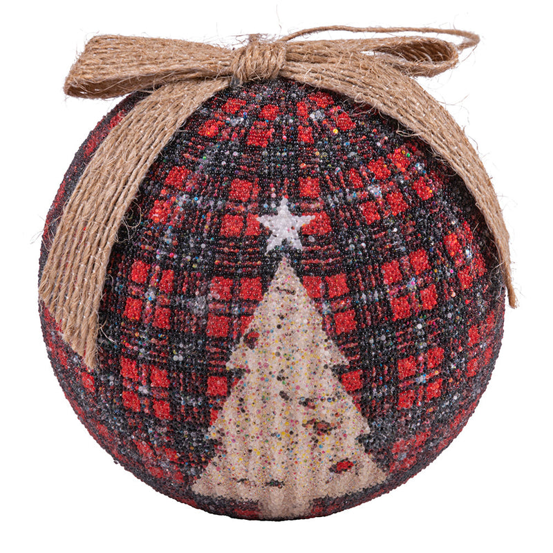 Set 14 Palle di Natale Ø7,5 cm in Polyfoam con Box Rosso, Beige e Oro