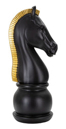 Cavallo da Scacchi 18,5x50x18,5 cm in Poliresina Nero/Oro