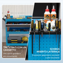 Carrello Porta Attrezzi con Manico Laterale 3 Ripiani e Cassetto 82x35x76 cm in Acciaio Blu 