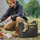 Borsa Portalegna da Interno con Manici in Legno 45x32x40 cm in Feltro Grigio Scuro       